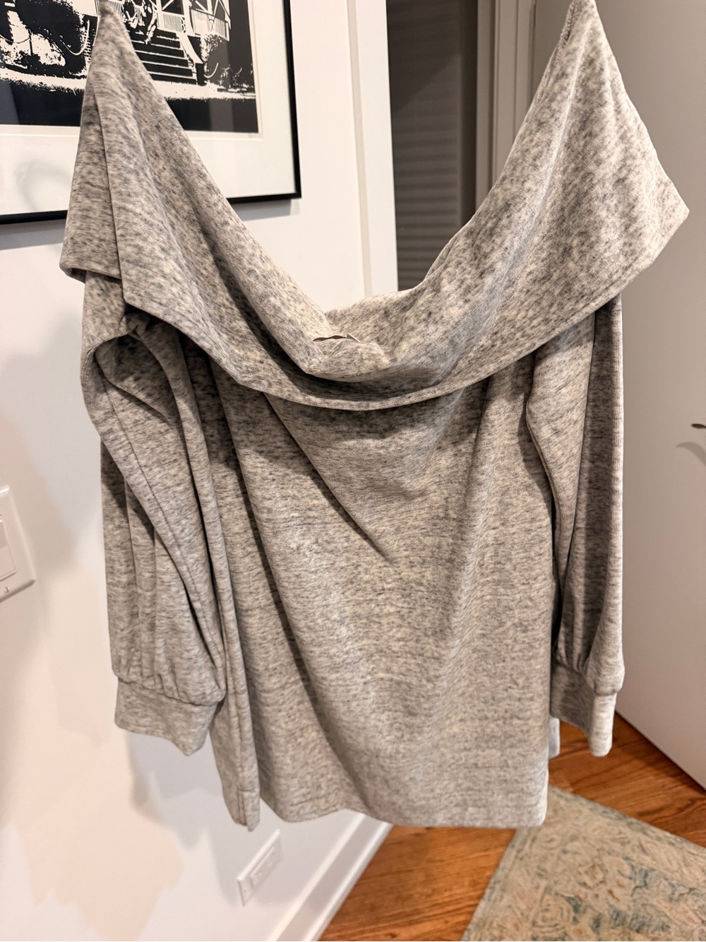 LOFT Light Gray Off-the-Shoulder Sweater